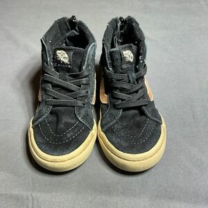 Vans Sk8-Hi Zip Toddler Shoes‎ Black Rose Gold Glitter Suede High Top Size 8.0